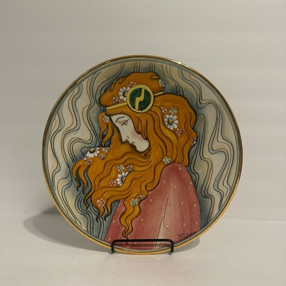 Veneto Flair La Belle Femme Series Lily Plate V Tiziano Hand Painted Italy #5034 - Picture 2 of 4
